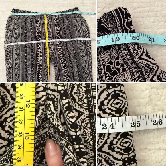 Susan Graver Boho Print Lounge Pants Size 1XP Black White Elastic Waist Joggers - Picture 6 of 12